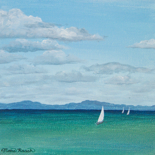 Painting of three small sailboats