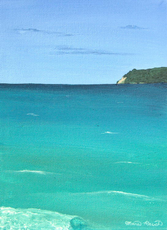 Painted view of Pyramid Point from Glen Haven, MI