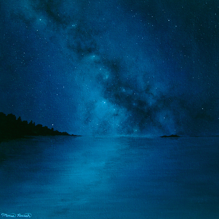 Painting of the Milky Way reflected over water