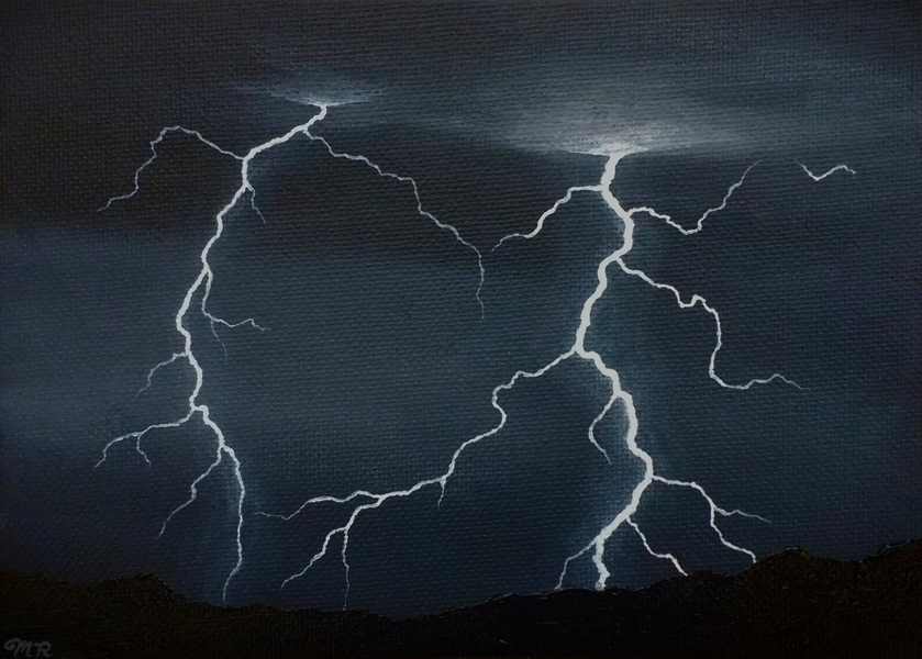 Painting of lightning bolts